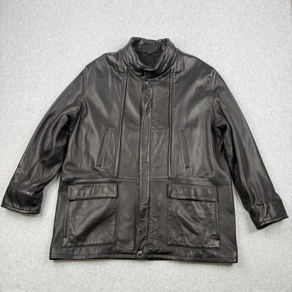 Vintage Remy Leather Jacket Men 46 Black Soft Lambskin Leather Full Zip USA